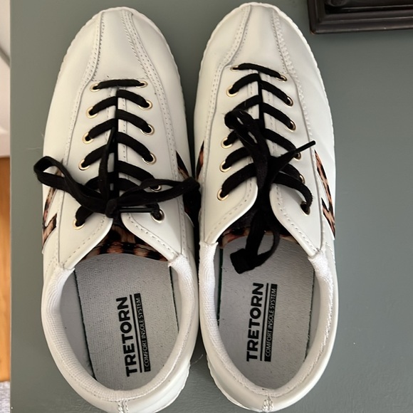 Tretorn Nylite Plus Leather Sneakers in White Leopard - Picture 13 of 15